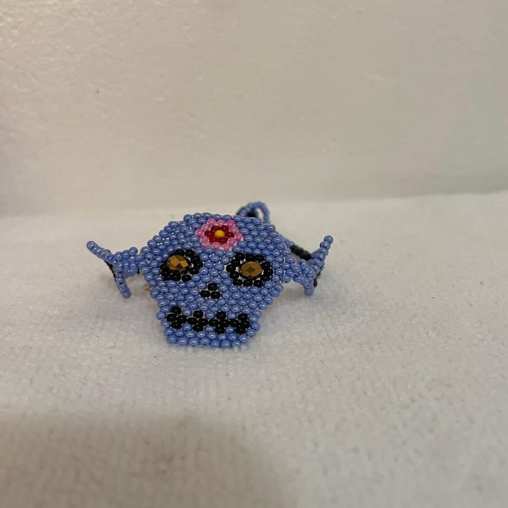Huichol Beaded Skull Bracelet